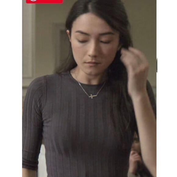 Topshop Womens Charcoal Gray Ribbed Button Sleeve Pullover Sweater sz 6 - Picture 2 of 13